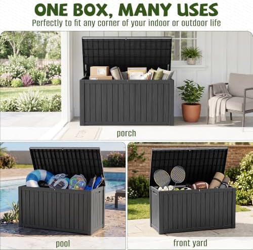 320 Gallon Outdoor Storage Box, Deck Box Waterproof, Toy Storage Bin - Image 6