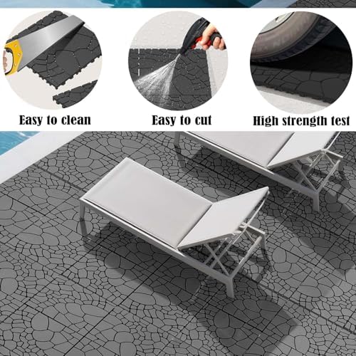 Stone Texture 12 Inch Interlocking Deck Tiles, Waterproof Outdoor and Indoor - Image 2