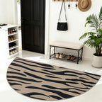 Half Round Easy Jute Rug 3x6Ft Zebra Stripe Carpet - Image 3