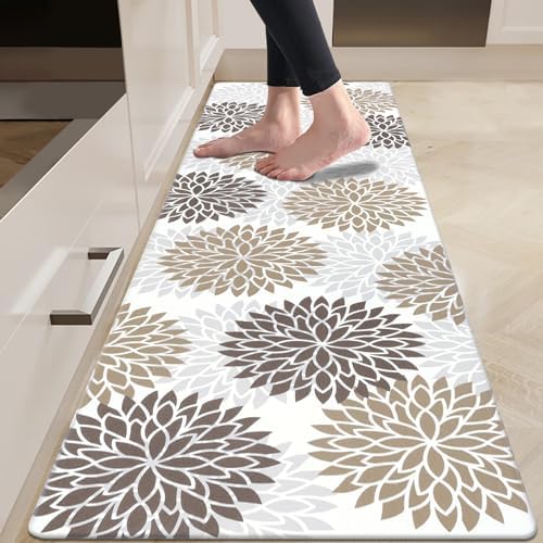 HEBE Kitchen Mats for Floor, Floral Anti Fatigue Kitchen Runner Rug by HEBE