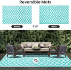 Smiry Outdoor Rug 5x8 ft Waterproof Reversible Boho Mat - Image 3