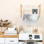 Household Essentials Bamboo and Metal Wall Mount Extendable Drying Rack - Image 2