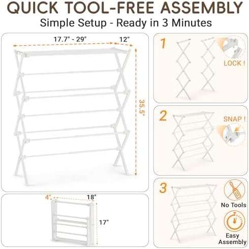 Foldable Clothes Drying Rack, Reinforced Joints - Image 5