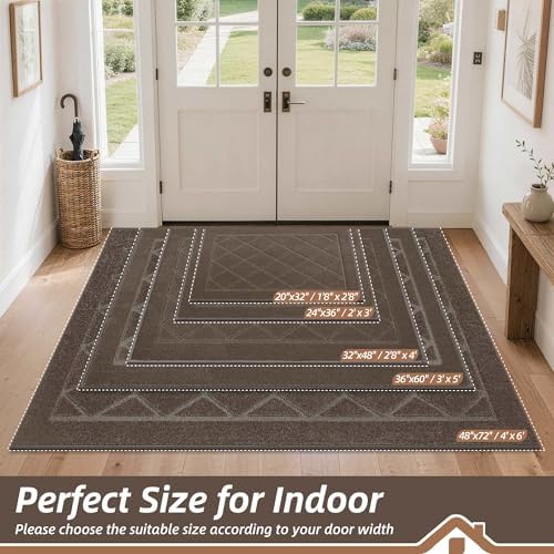 BEQHAUSE Dirt Trapper Door Mat 20" x 32", Doormat Non-Slip, Light Brown - Image 2