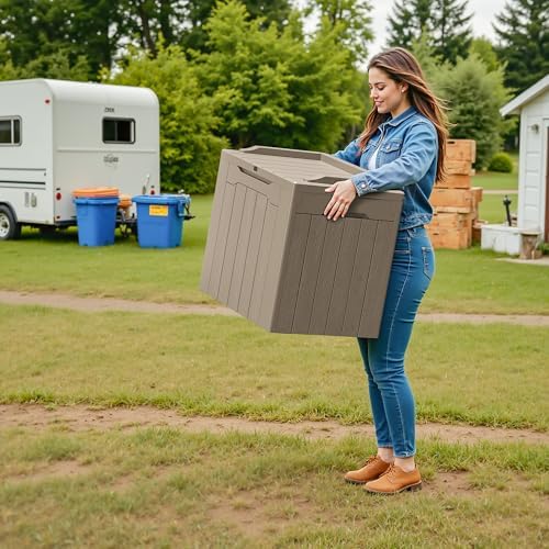 Devoko 30 Gallon Resin Deck Box 2 Pack Outdoor Indoor Waterproof Storage Box - Image 6