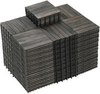 PrimeZone 162 PCS Solid Acacia Wood Interlocking Patio Deck Tiles Outdoor by PrimeZone