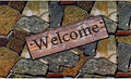 Ergode Welcome Quarry Stones Outdoor Rubber Mat | Elegant, Weatherproof by Ergode