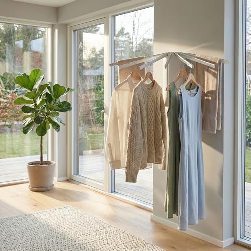 Wall-Mounted Drying Rack Clothing Foldable, Space-Saving Laundry Drying Rack - Image 7