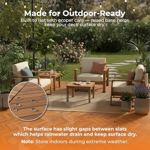 Majestick Goods 24-Pack Herringbone Acacia Wood Interlocking Deck Tiles - Image 6