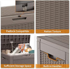 DRATO 36 Gallon Outdoor Storage Box Waterproof, Lockable Resin Deck Box - Image 2