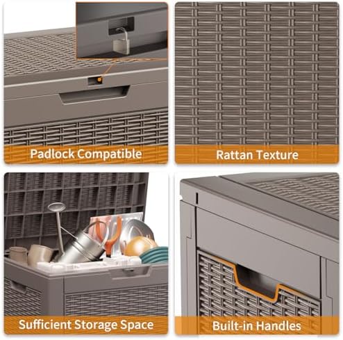 DRATO 36 Gallon Outdoor Storage Box Waterproof, Lockable Resin Deck Box - Image 2