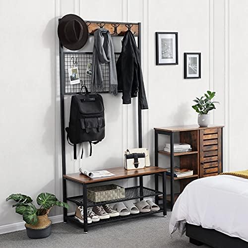 VASAGLE Coat Rack and Storage Bench, Hall Tree - Image 2