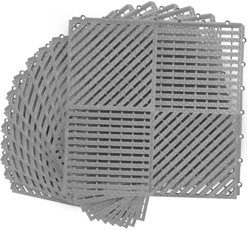 MYFAMIREA Modular Interlocking Cushion 12 Pack 11.8" x 11.8" Rubber Floor Tiles by MYFAMIREA