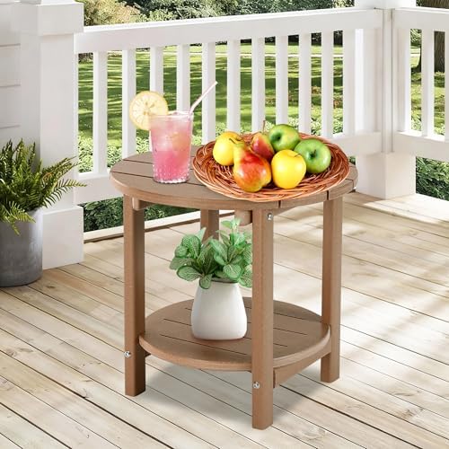 LZRS Round Adirondack Side Table Double End Table, Outdoor Side Tables - Image 6