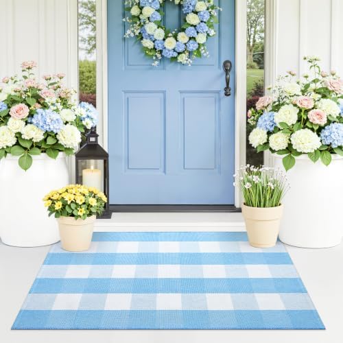 OLANLY Fall Door Mat, Buffalo Plaid Rug by OLANLY