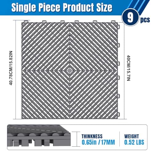 Jocoevol 9-Pcs Interlocking Tile, 15.7 x 15.7in Garage Floor Tiles - Image 2