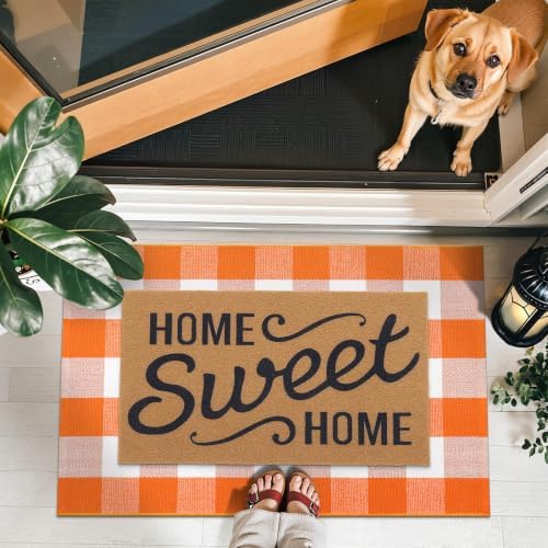 OLANLY Fall Door Mat, Buffalo Plaid Rug - Image 2