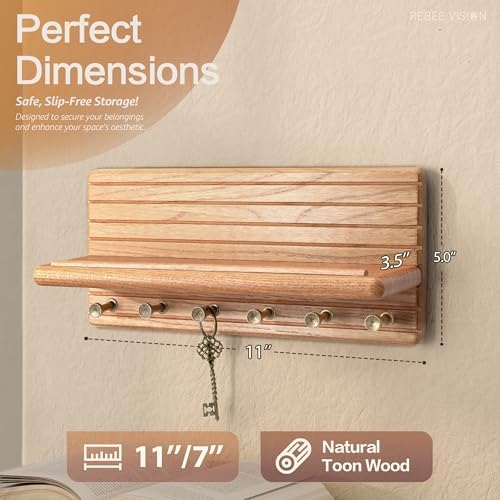 Rebee Vision Cedar Wood Key Holder Wall Mount - Image 2