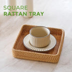 Rattan Serving Tray, Square Wicker Storage Basket - Image 5