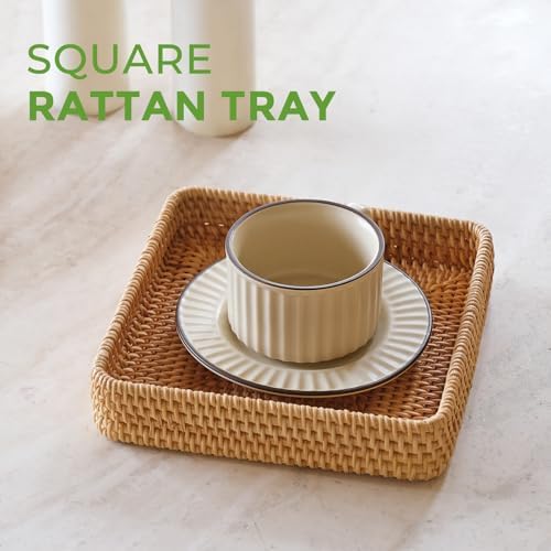 Rattan Serving Tray, Square Wicker Storage Basket - Image 5