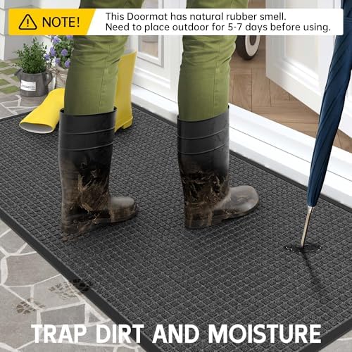 Sturdy Front Door Mat Outside Entrance, Stain and Fade Resistant, Natural - Image 3
