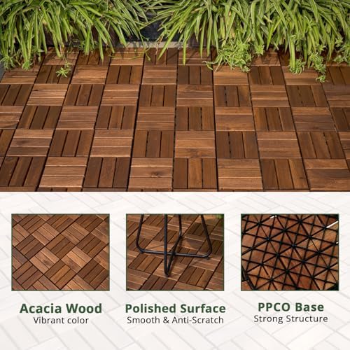 BEEFURNI Interlocking Acacia Wood Deck Tiles 12x12 - Image 4