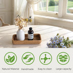 Small Rattan Serving Tray, Natural Wicker Decorative Tray - Image 4