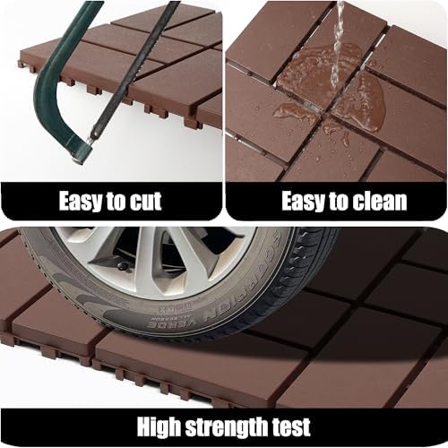 Plastic Interlocking Deck Tiles, 44 Pack, Non-Slip Patio Floor Decking Tiles - Image 5