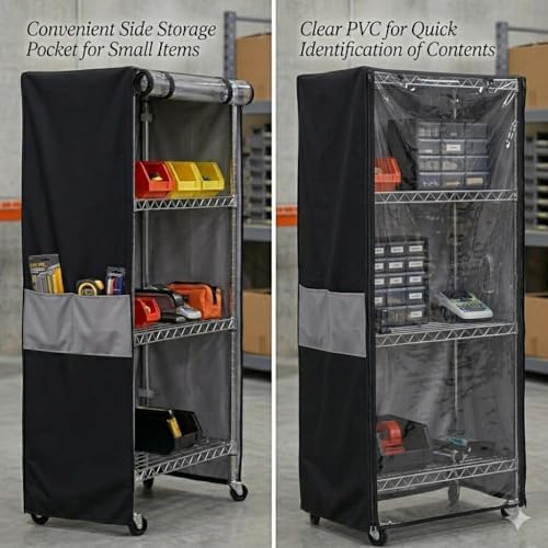 Wire Shelving Storage Cover Waterproof Dustproof Clear Window 600D 36x18x72 - Image 4