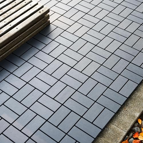 Plastic Interlocking Deck Tiles 12"x12" Waterproof Outdoor Patio Flooring PP by WONSHREE