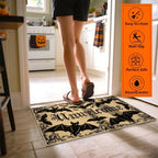 Unwelcome Halloween Doormat Outdoor Indoor Entrance Mat Black Bat Floor Mat - Image 6