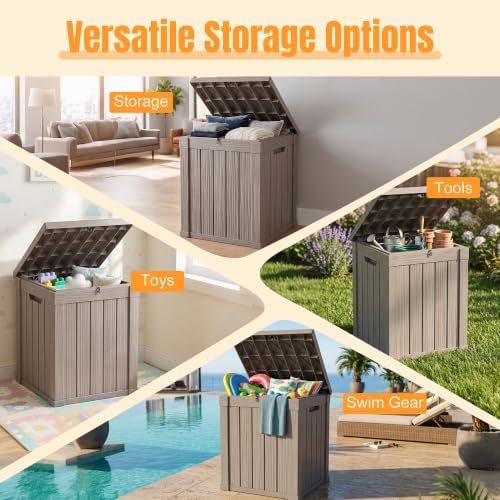 Outdoor Storage Box, 70 Gallon Waterproof Resin Patio Deck Box - Image 4