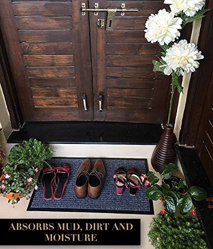 LuxUrux 2-Pack Heavy-Duty Striped Gray Rubber Door Mats - Image 3