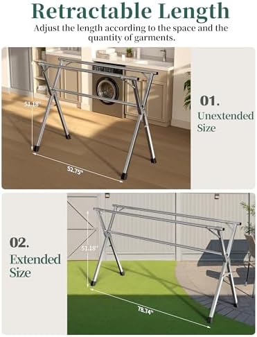 Folding Stainless Steel Laundry Drying Rack 79 Inches - Image 4