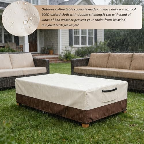 Waterproof Patio Coffee Table Cover, Rectangular Outdoor Small Side Table Cover - Image 7