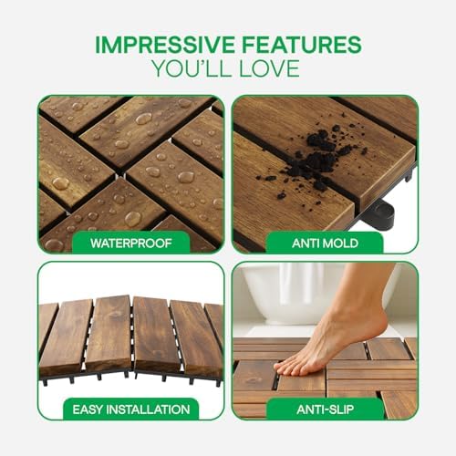 IDZO Interlocking Acacia Deck Tiles 9.6 SQFT - Image 4