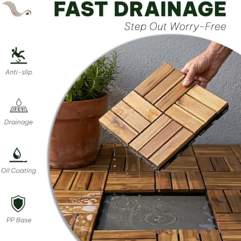 Acacia Interlocking Deck Tiles, 12 Slats - Image 6
