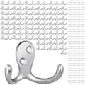 Homanu 100 Pack Silvery Coat Hooks Double Prong by Homanu
