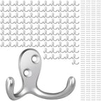 Homanu 100 Pack Silvery Coat Hooks Double Prong by Homanu