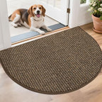 BEQHAUSE Dirt Trapper Door Mat 26" x 40" Half Circle Non Slip Rugs by BEQHAUSE