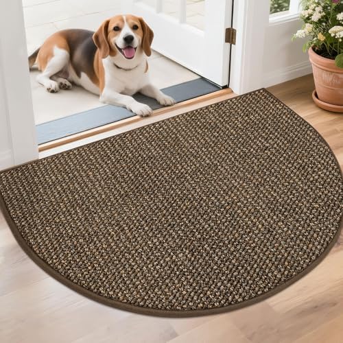 BEQHAUSE Dirt Trapper Door Mat 26" x 40" Half Circle Non Slip Rugs by BEQHAUSE