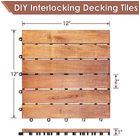 PrimeZone 297 PCS Solid Acacia Wood Interlocking Patio Deck Tiles Outdoor - Image 2