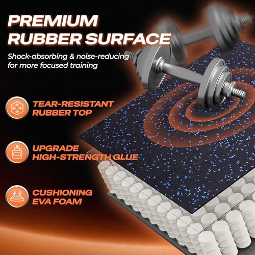 SUPERJARE 0.56'' Thick 96 Sq Ft Rubber Top Gym Flooring - Image 5