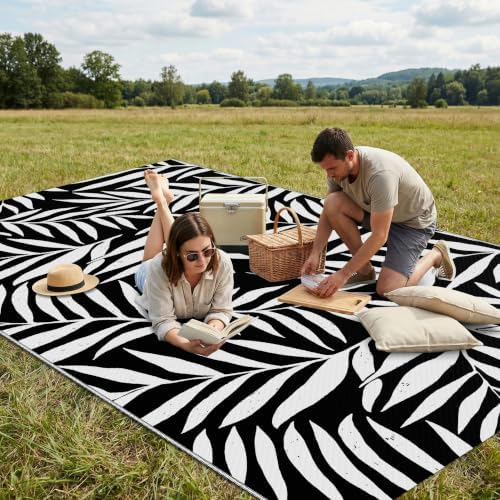 Smiry Outdoor Rug 5x8 ft Waterproof Reversible Leaf Mat - Image 4