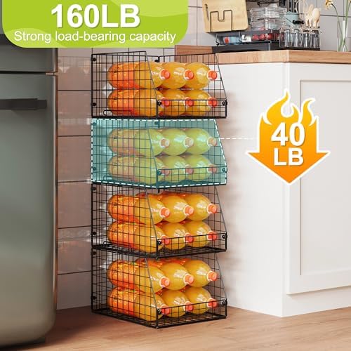 Jakyitvi 4 Pack XXL Stackable Wire Storage Basket, Extra Large Capacity Pantry - Image 3