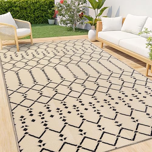 Smiry Outdoor Rug 5x8 ft Waterproof Reversible Boho Mat by Smiry