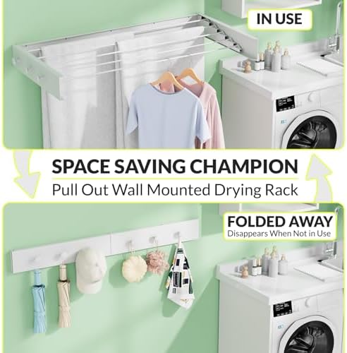 Extra Wide 40" Wall Mounted Clothes Drying Rack, Foldable Laundry Rack - Image 2