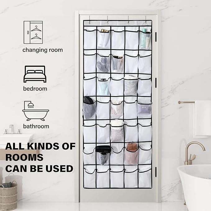28 Mesh Pockets Hanging Over the Door Shoe Organizer - Image 7