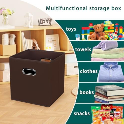 Black Foldable Storage Cubes Bins, Fabric Storage Box Cubes Organizer Baskets - Image 3