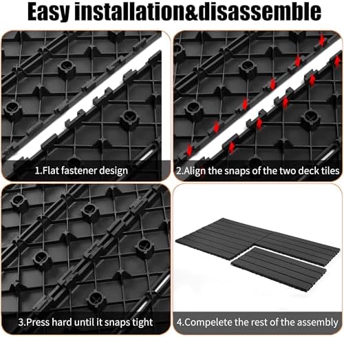 Plastic Interlocking Deck Tiles, 24 Pack, Elongated Patio Floor - Image 3
